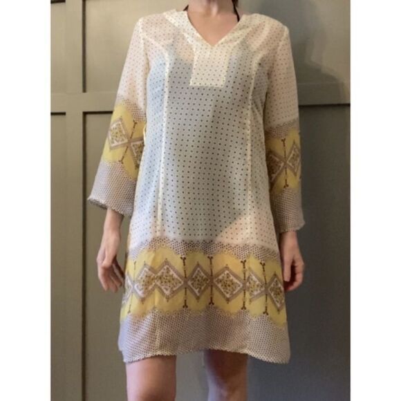 HALE Bob Sheer Boho Long Sleeve Swim Coverup Dress Size Small - Picture 2 of 10